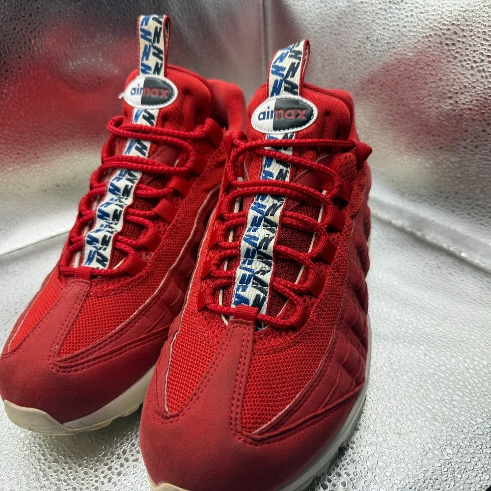 Size 9 Nike Air Max 95 TT Gym Red / Gym Blue-Sail Mens Athletic Shoes AJ1844-600